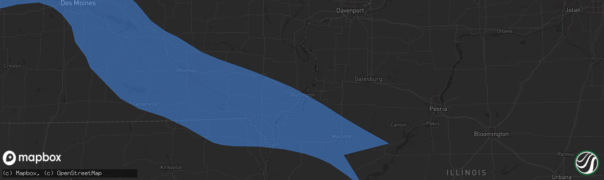 Hail map in Burlington, IA on July 29, 2024