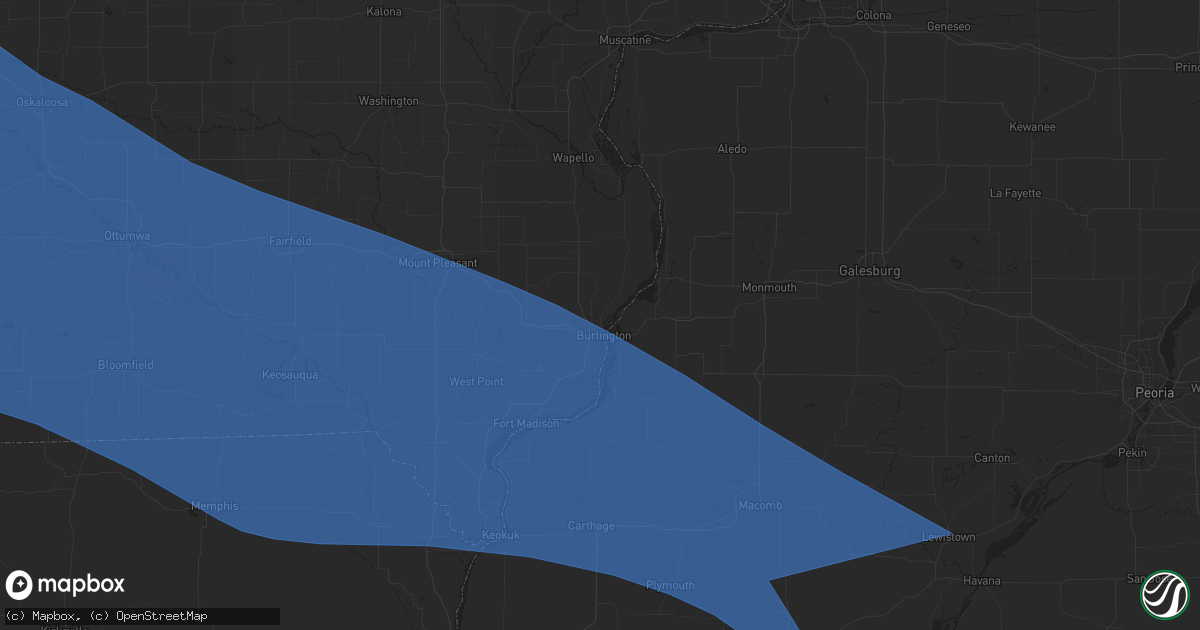 Hail map in Burlington, IA on July 29, 2024
