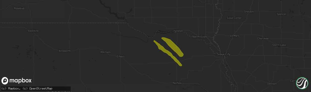 Hail map in Center, NE on July 29, 2024