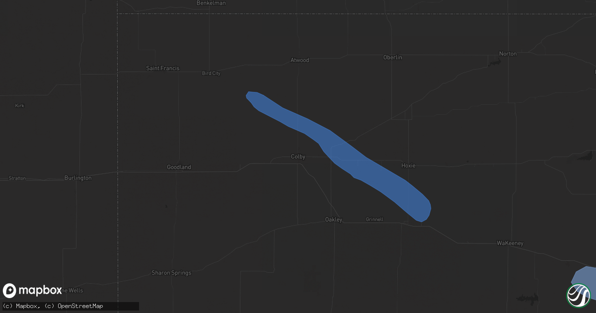Hail map in Colby, KS on July 29, 2024