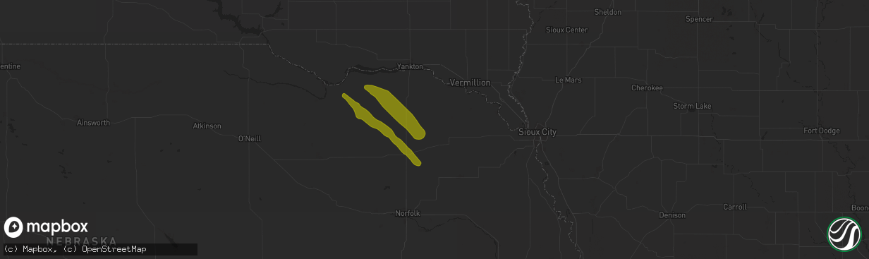 Hail map in Coleridge, NE on July 29, 2024