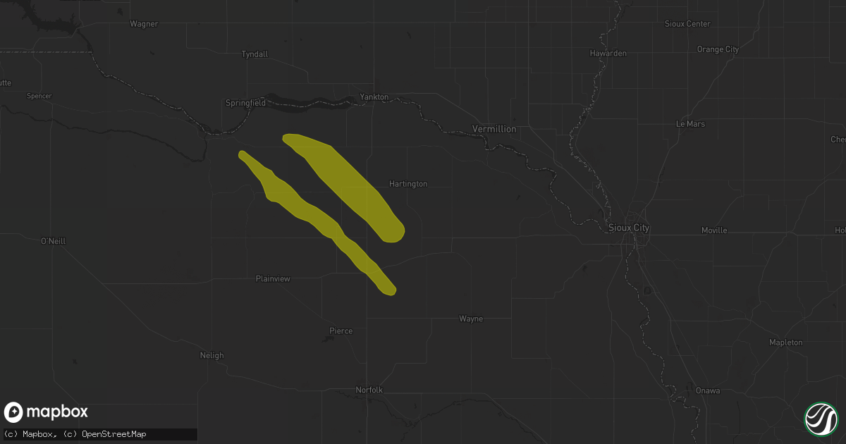 Hail map in Coleridge, NE on July 29, 2024