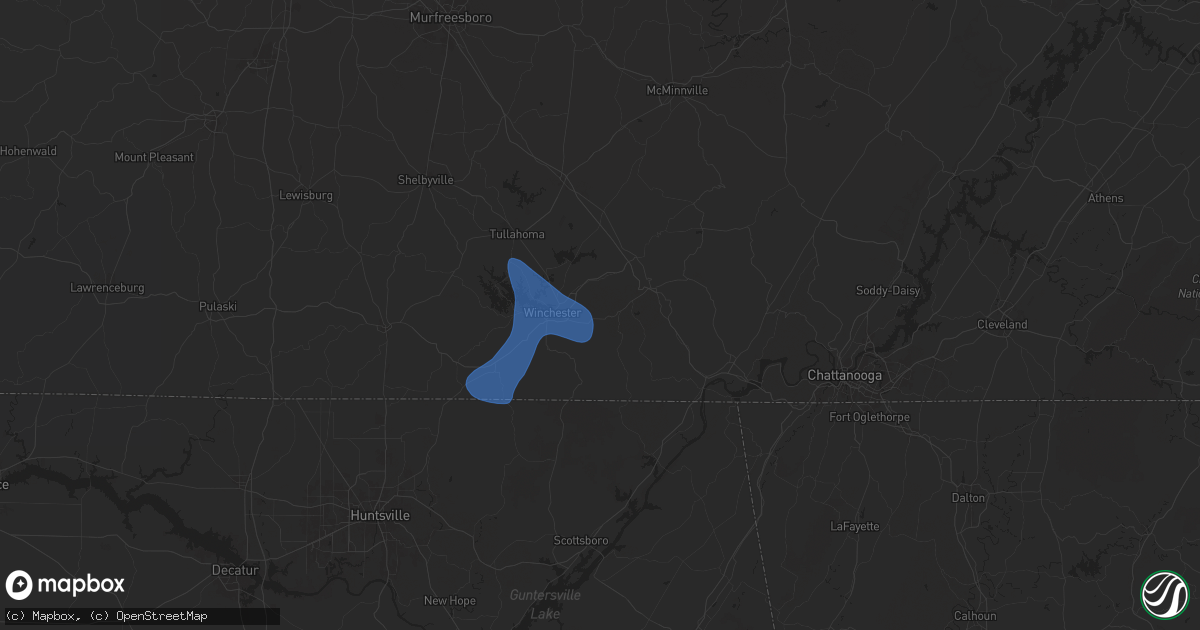 Hail map in Cowan, TN on July 29, 2024