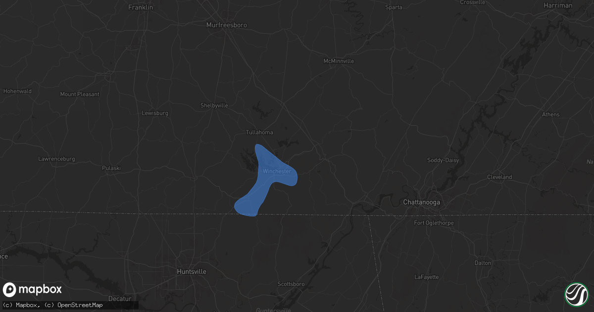 Hail map in Decherd, TN on July 29, 2024