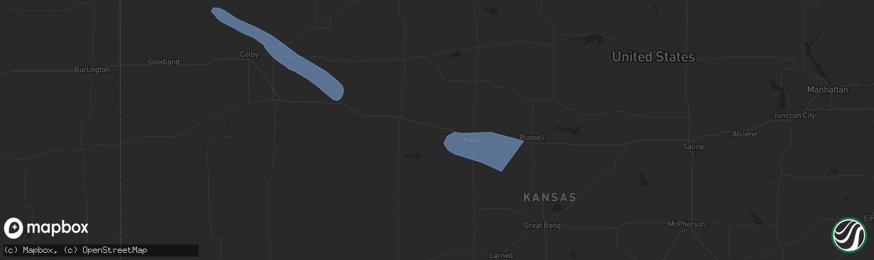 Hail map in Ellis, KS on July 29, 2024