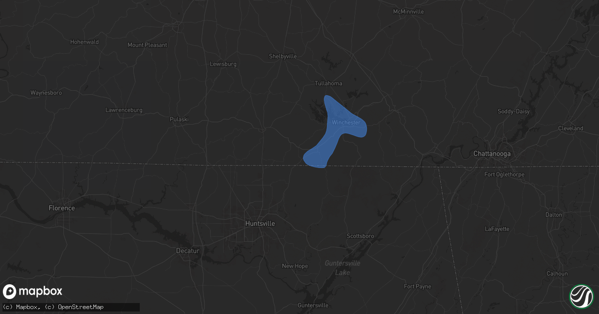 Hail map in Elora, TN on July 29, 2024