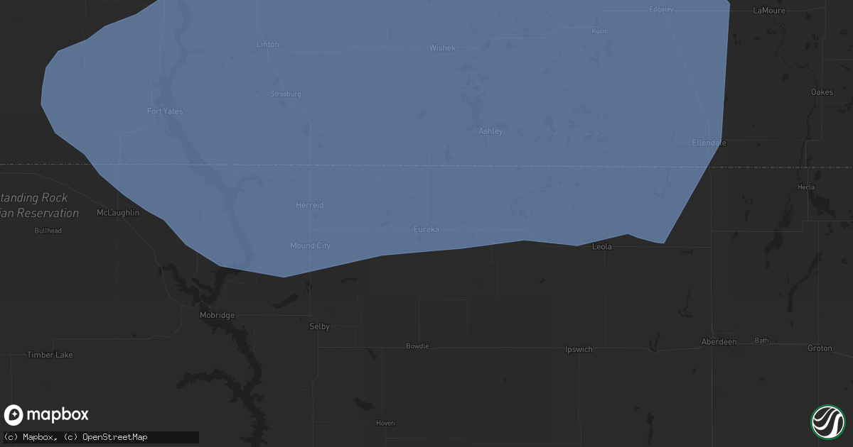 Hail map in Eureka, SD on July 29, 2024