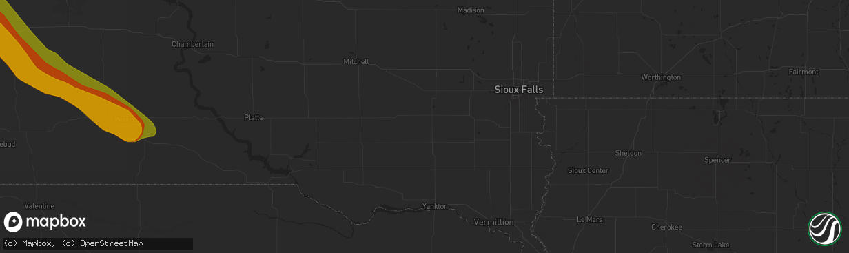 Hail map in Freeman, SD on July 29, 2024