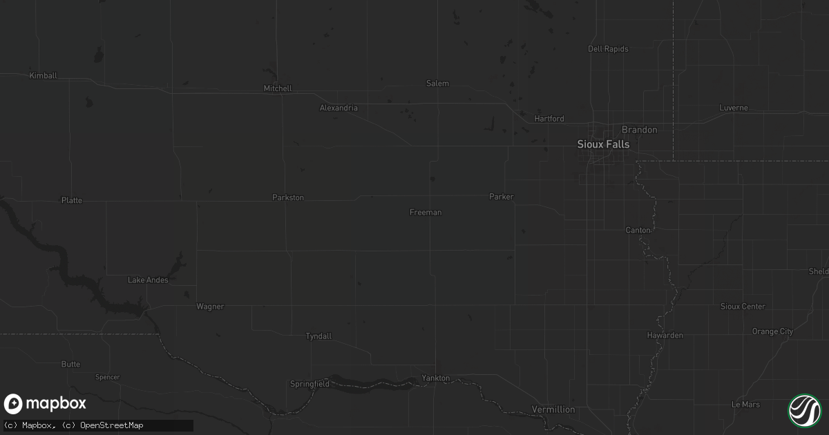 Hail map in Freeman, SD on July 29, 2024