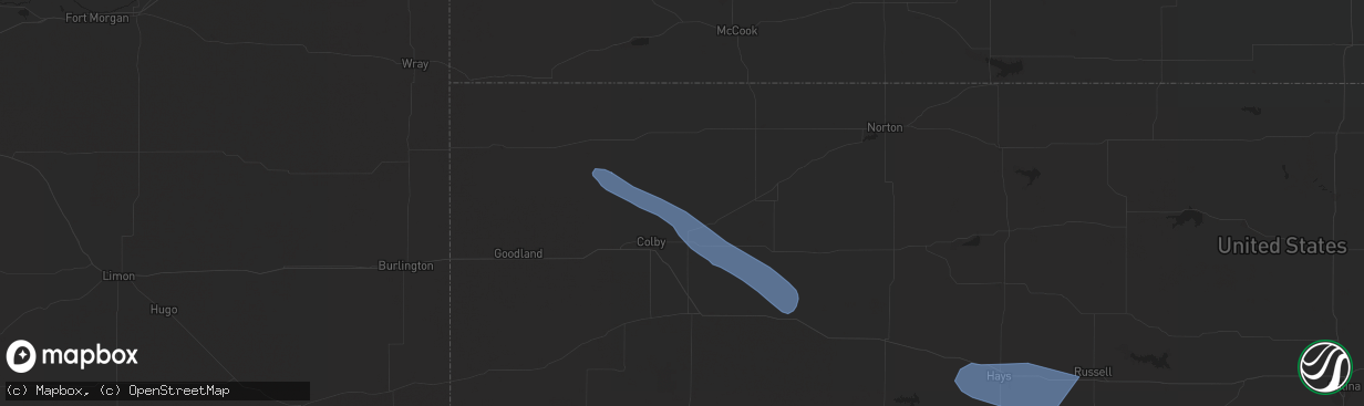 Hail map in Gem, KS on July 29, 2024