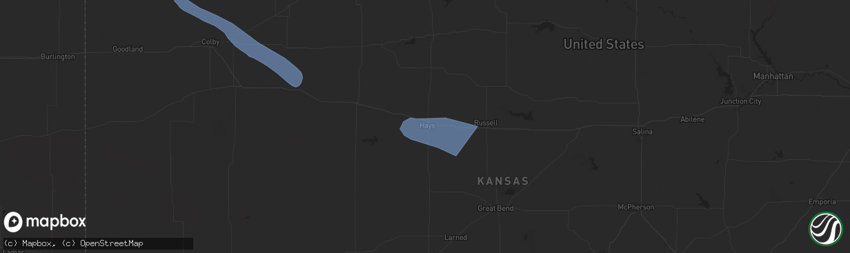 Hail map in Hays, KS on July 29, 2024