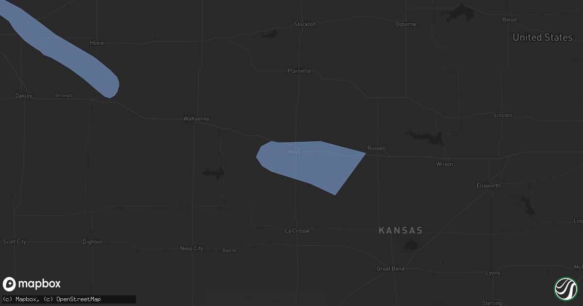 Hail map in Hays, KS on July 29, 2024