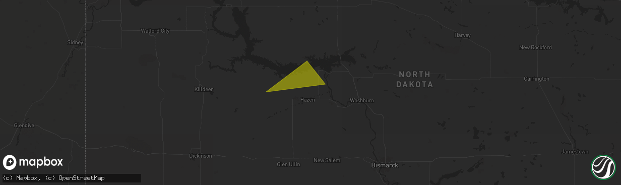 Hail map in Hazen, ND on July 29, 2024