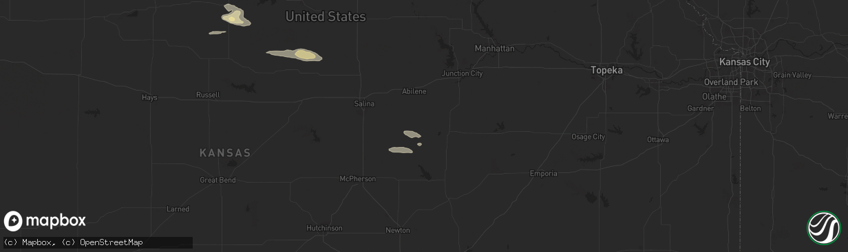 Hail map in Hope, KS on July 29, 2024