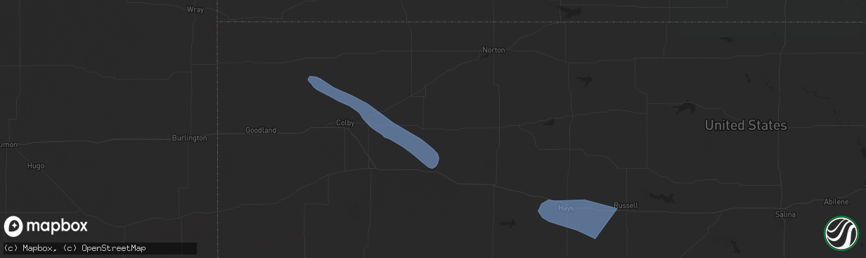 Hail map in Hoxie, KS on July 29, 2024