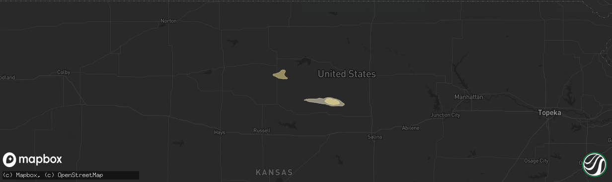 Hail map in Hunter, KS on July 29, 2024