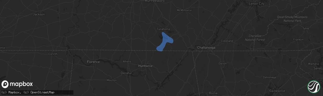 Hail map in Huntland, TN on July 29, 2024