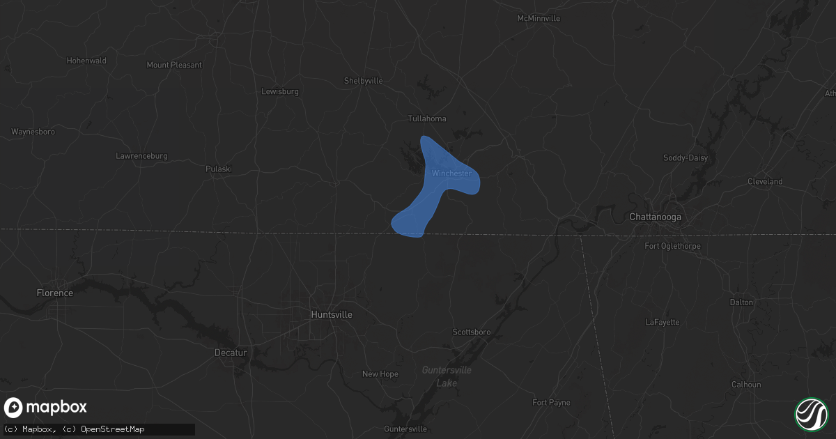 Hail map in Huntland, TN on July 29, 2024