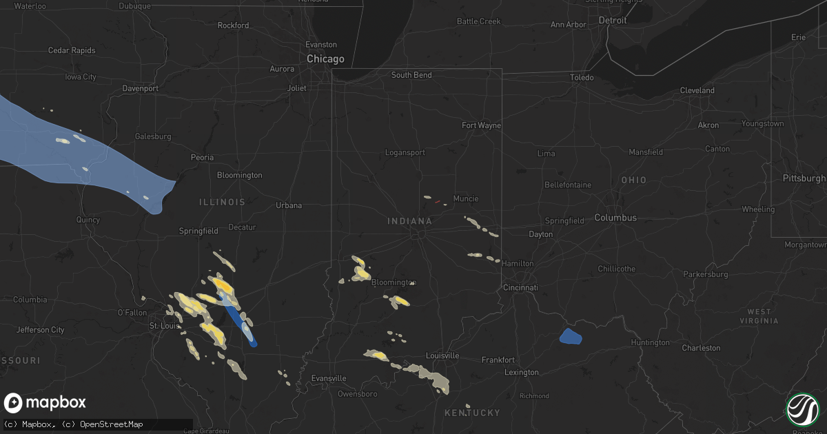 Hail map in Indiana on July 29, 2024