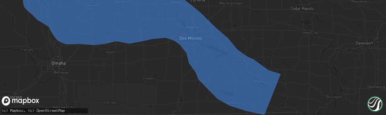 Hail map in Indianola, IA on July 29, 2024