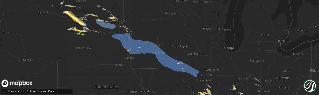 Hail map in Iowa on July 29, 2024