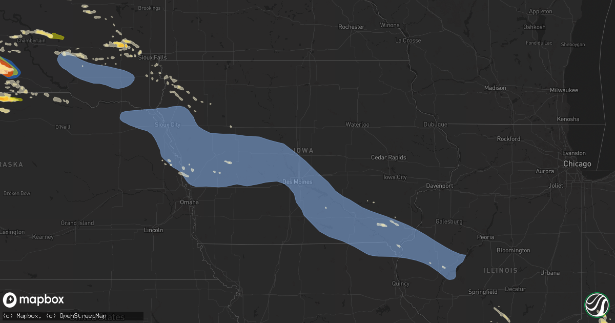 Hail map in Iowa on July 29, 2024