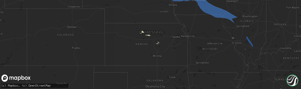 Hail map in Kansas on July 29, 2024