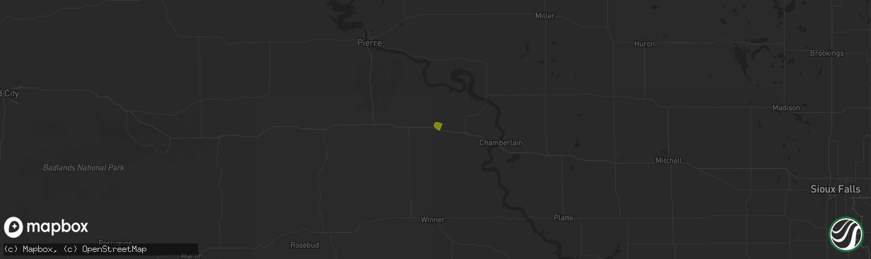 Hail map in Kennebec, SD on July 29, 2024