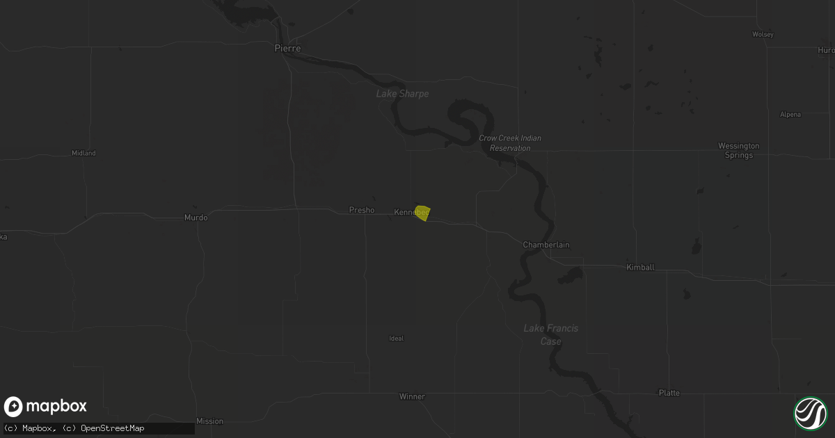 Hail map in Kennebec, SD on July 29, 2024