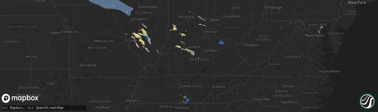 Hail map in Kentucky on July 29, 2024