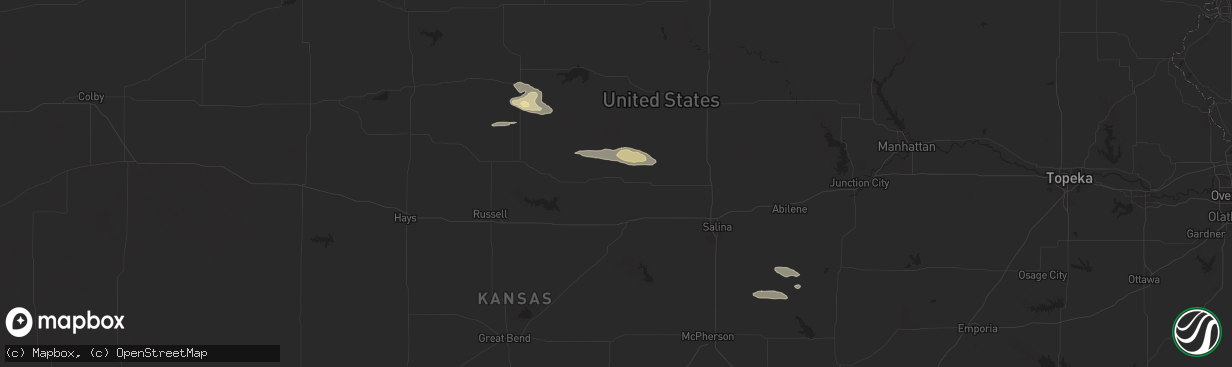 Hail map in Lincoln, KS on July 29, 2024