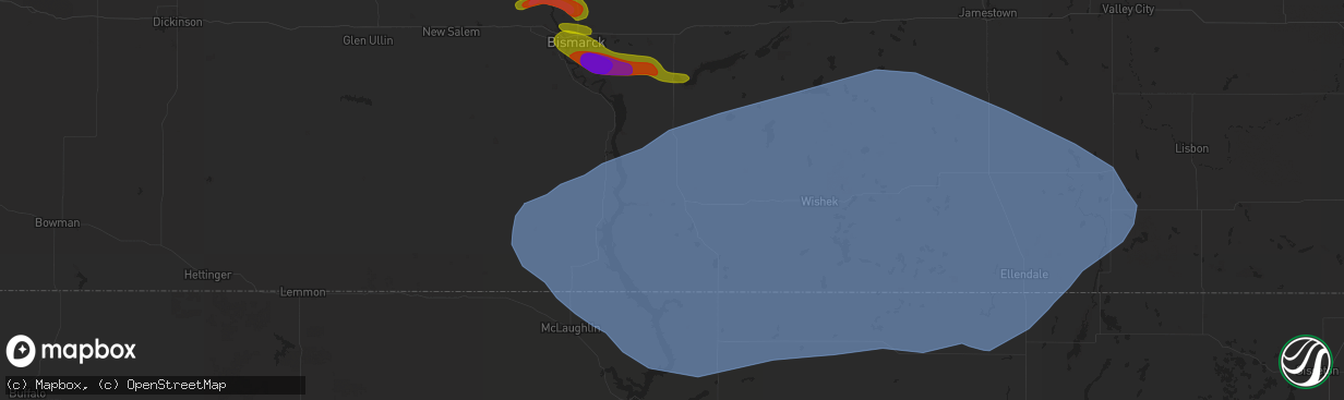 Hail map in Linton, ND on July 29, 2024