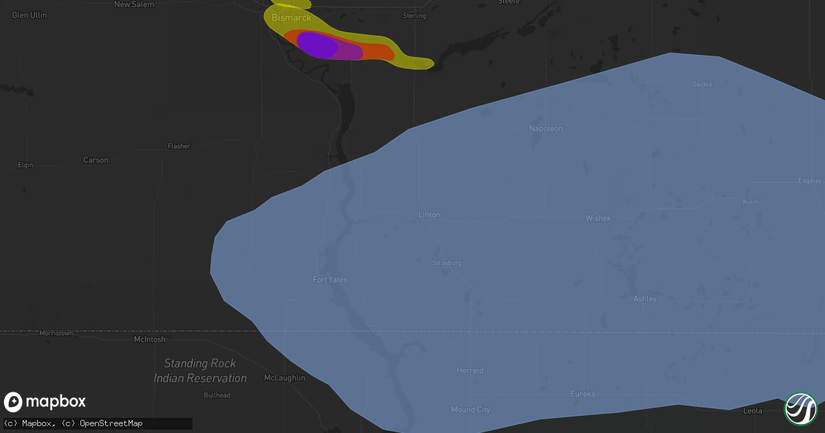 Hail map in Linton, ND on July 29, 2024