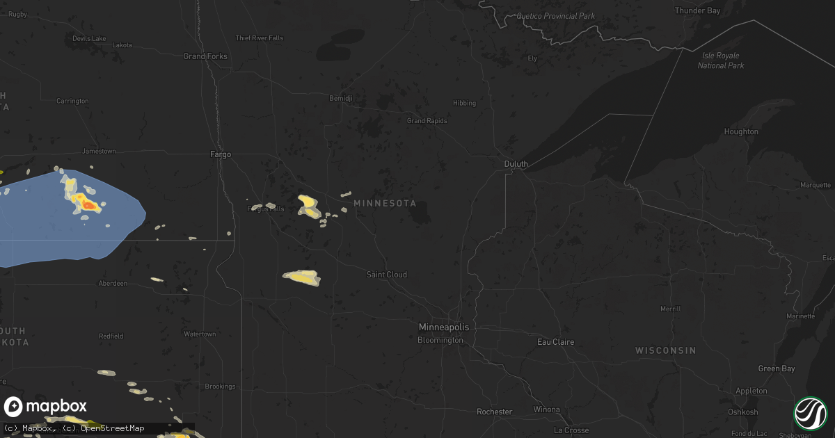 Hail map in Minnesota on July 29, 2024