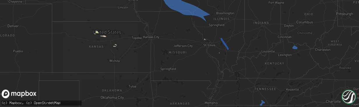 Hail map in Missouri on July 29, 2024