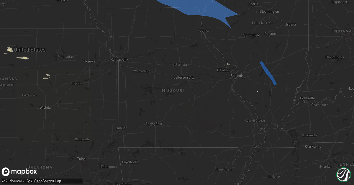 Hail map in Missouri on July 29, 2024