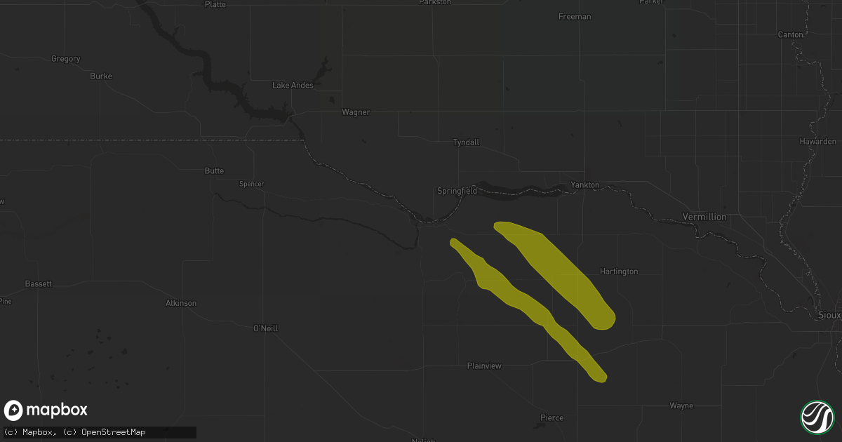 Hail map in Niobrara, NE on July 29, 2024