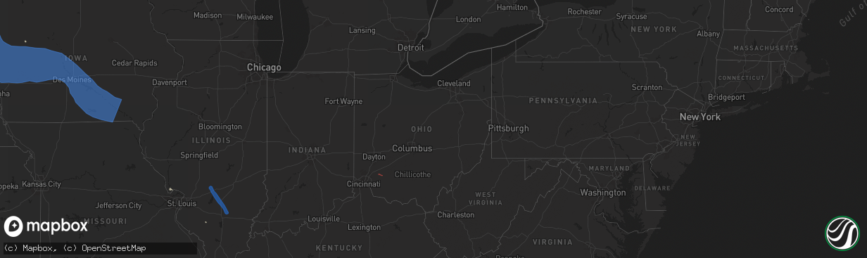 Hail map in Ohio on July 29, 2024