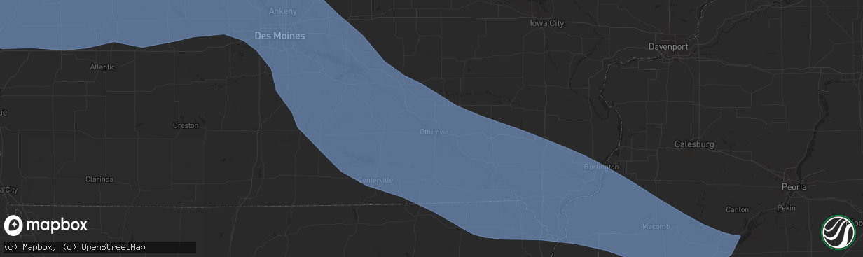 Hail map in Ottumwa, IA on July 29, 2024