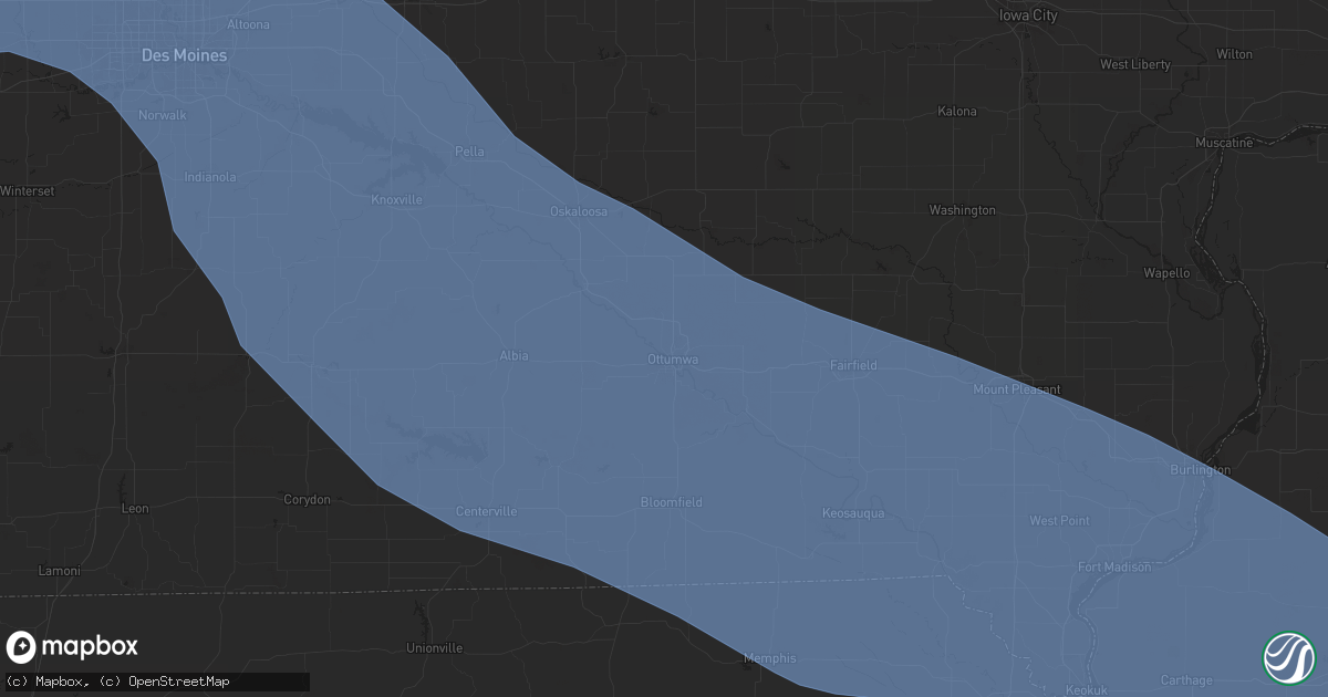 Hail map in Ottumwa, IA on July 29, 2024