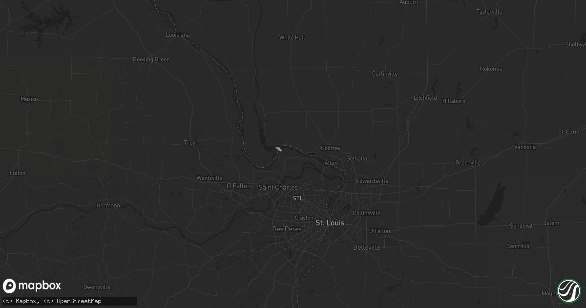 Hail map in Portage Des Sioux, MO on July 29, 2024