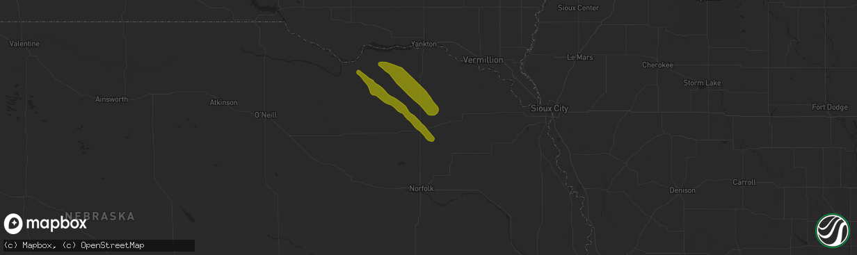 Hail map in Randolph, NE on July 29, 2024