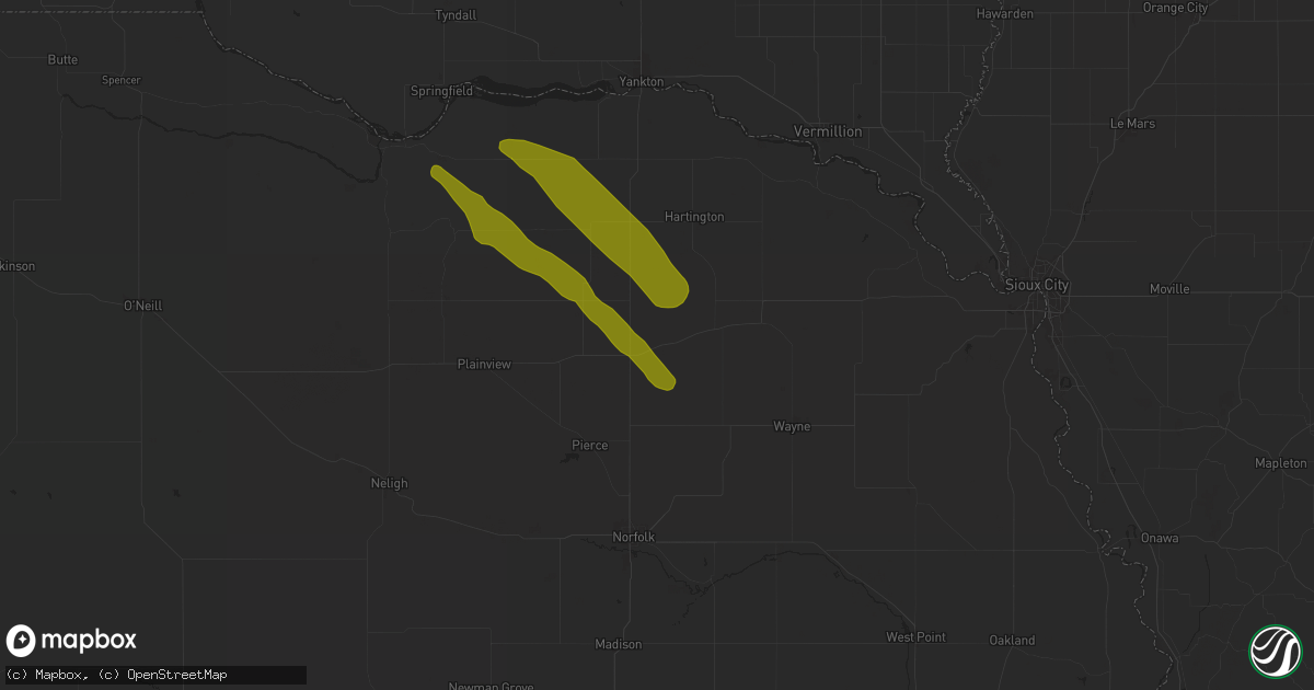 Hail map in Randolph, NE on July 29, 2024