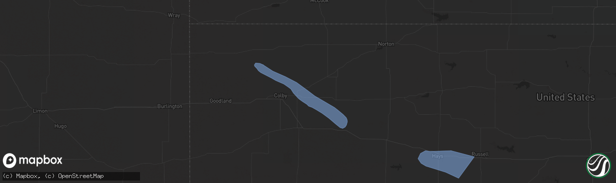 Hail map in Rexford, KS on July 29, 2024