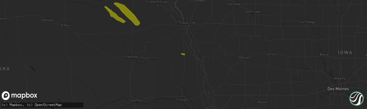 Hail map in Rosalie, NE on July 29, 2024