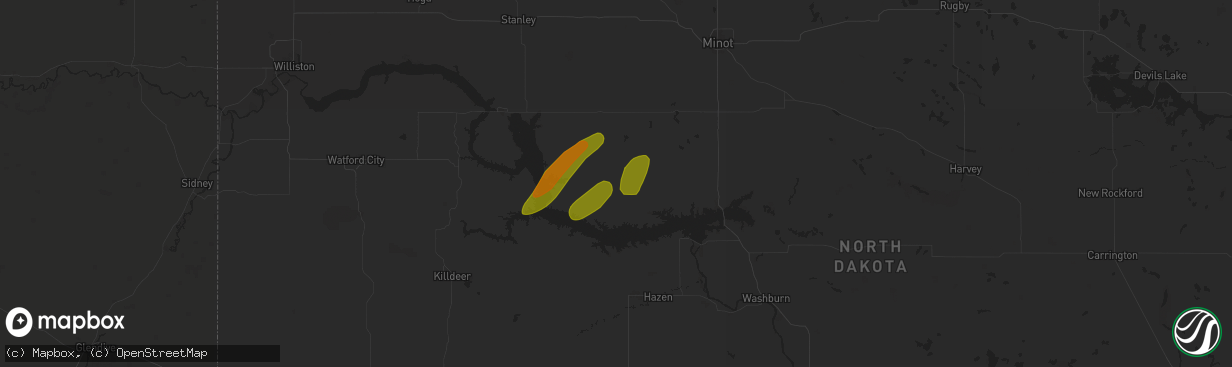 Hail map in Roseglen, ND on July 29, 2024