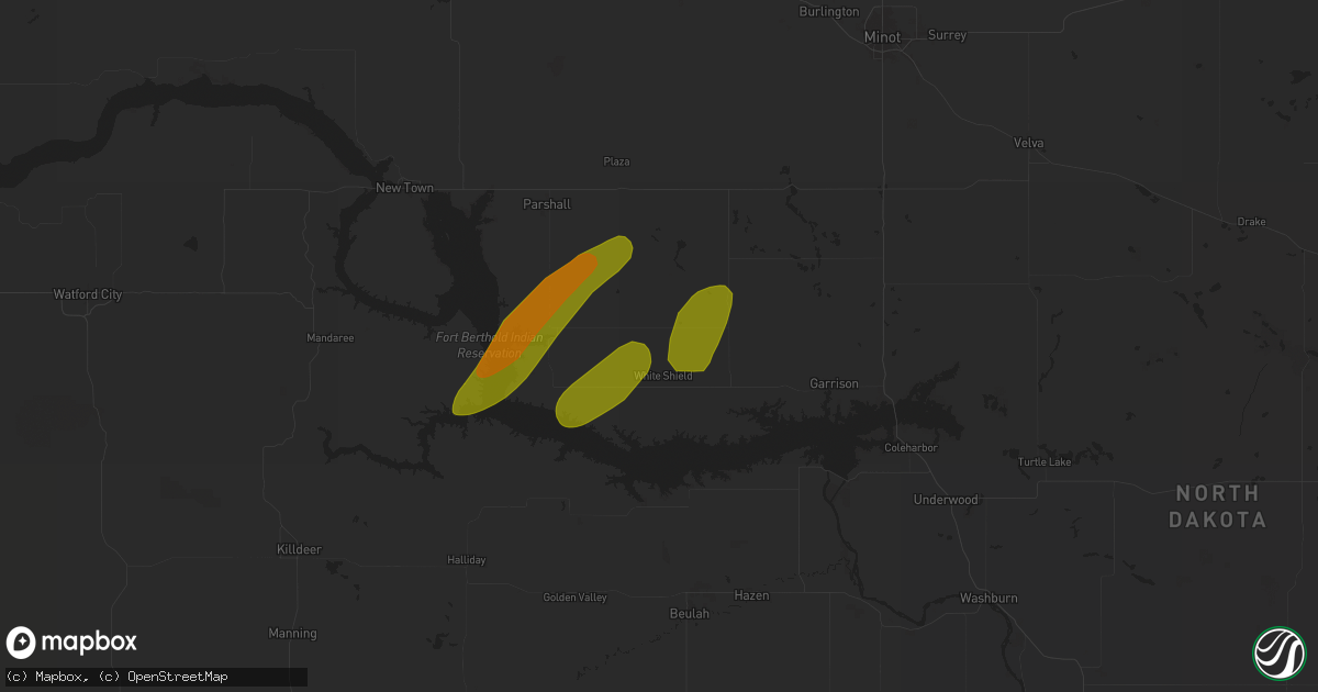 Hail map in Roseglen, ND on July 29, 2024