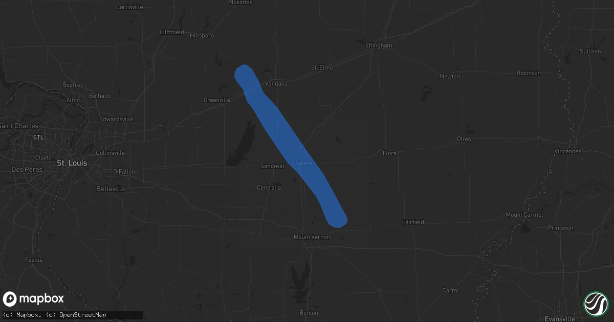 Hail map in Salem, IL on July 29, 2024