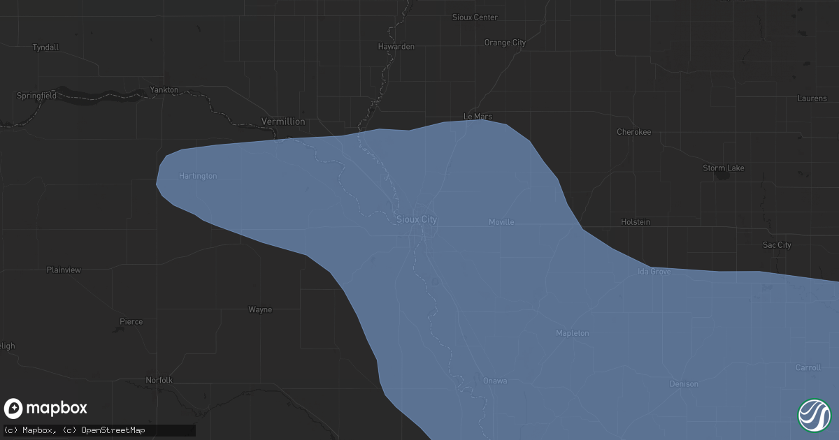 Hail map in Sioux City, IA on July 29, 2024