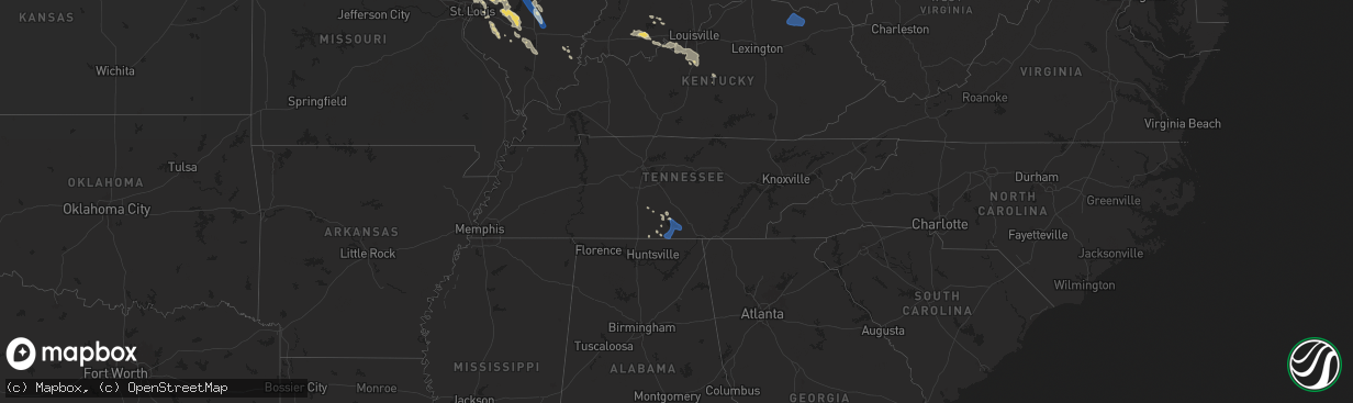 Hail map in Tennessee on July 29, 2024